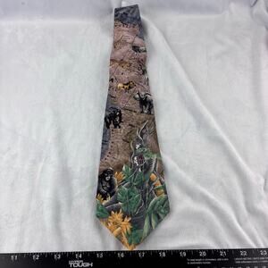 Endangered Species Necktie African Kingdom Gorilla Silk Tie 57x4"  Multicolor
